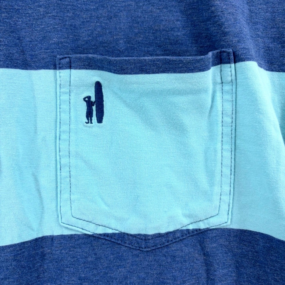 Johnnie-O Hangin' Out Mens Medium Blue Striped Short Sleeve Polo Shirt M - Picture 5 of 10